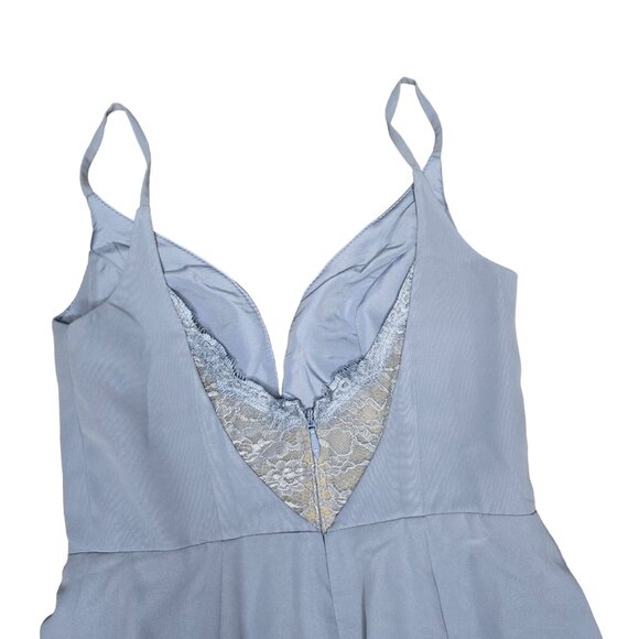 Azazie Ezra NWT size A4 Dusty Blue Dress With Lace Detail Elsa ball gown dress - Picture 7 of 15